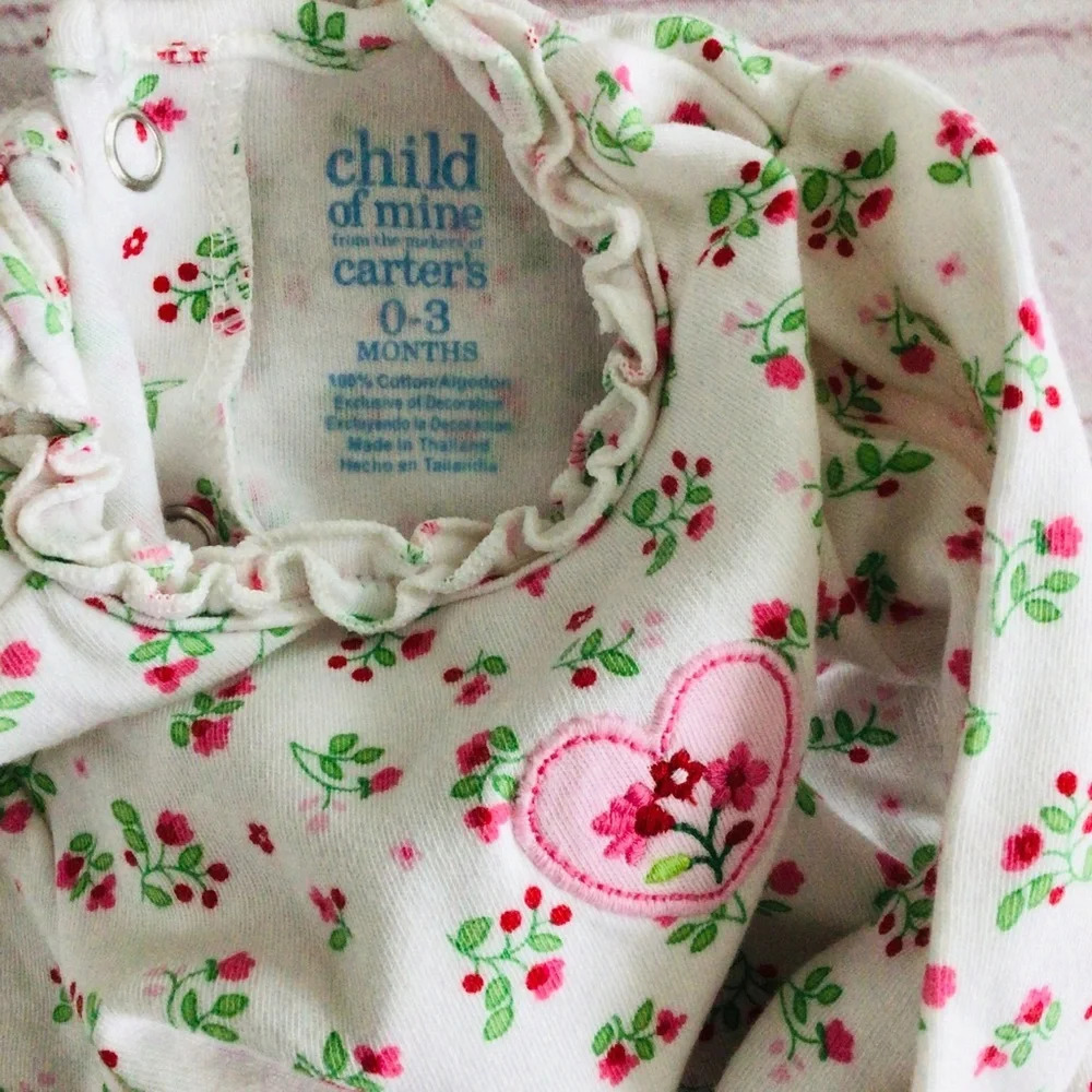 Carter’s Child of Mine Hearts and Flowers Cotton 2 Pc Set - Size 0-3 Months - Picture 7 of 7